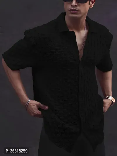 Reliable Black Polycotton Self Pattern Casual Shirt For Men-thumb2