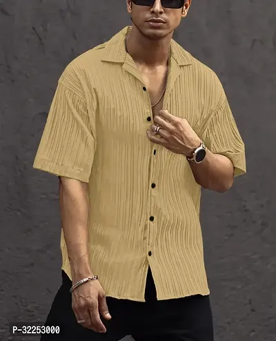 Reliable Yellow Cotton Blend Striped Casual Shirt For Men