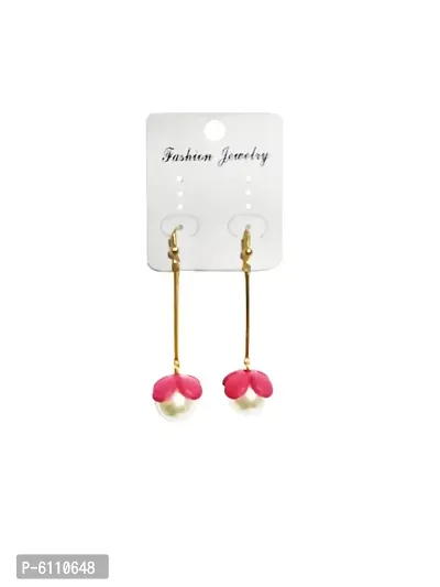 Trendy Gold Plated Pearl Drop Earrings for Girls and Women-thumb0