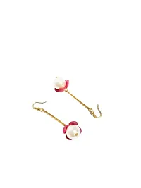Trendy Gold Plated Pearl Drop Earrings for Girls and Women-thumb1