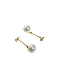 Trendy Gold Plated Pearl Drop Earrings for Girls and Women-thumb1