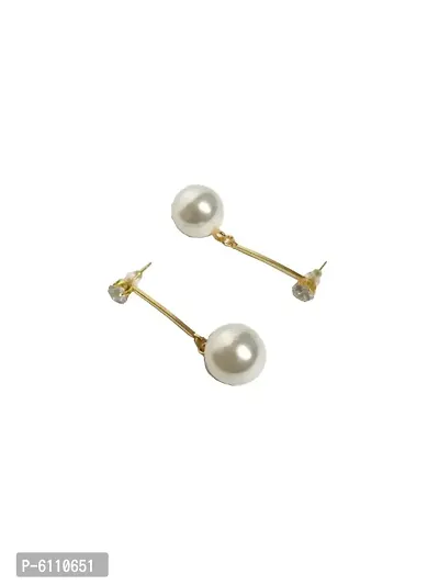 Trendy Gold Plated Pearl Drop Earrings for Girls and Women-thumb2