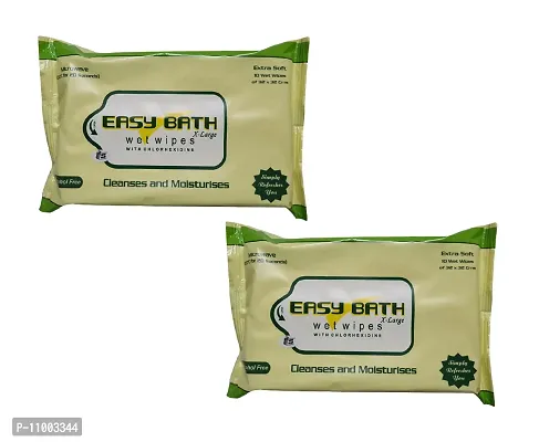 Easy Bath Extra Soft Wet Wipes- Pack Of 2, 10 Pieces Each-thumb0