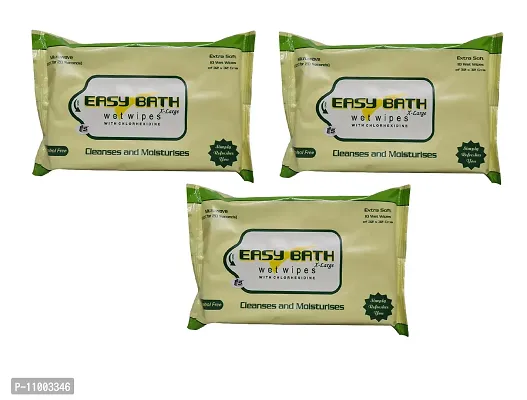 Easy Bath Extra Soft Wet Wipes- Pack Of 3, 10 Pieces Each