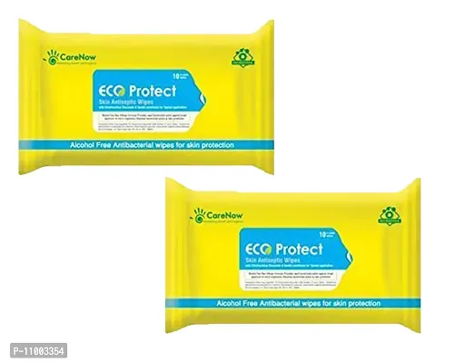 Eco Protect Alochol Free Wipes- Pack Of 2, 10 Wipes Each