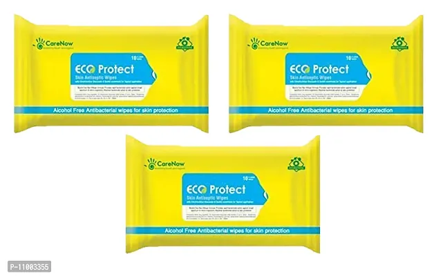 Eco Protect Alochol Free Wipes- Pack Of 3, 10 Wipes Each