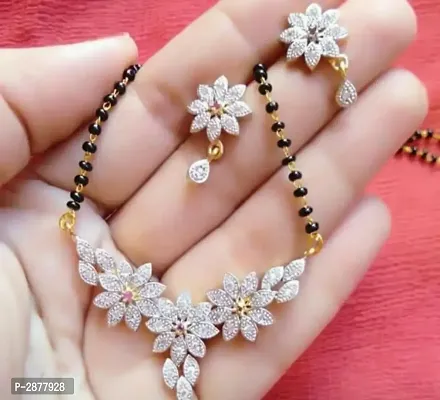 Fancy AD Stone mangalsutra set with earrings-thumb0