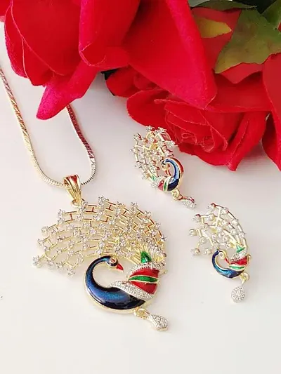 Trendy Designer Alloy American Diamond Statement Jewellery Set