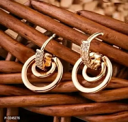 Gold Plated Alloy Metal Fashion American Diamond Stud Earrings-thumb0