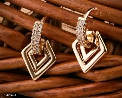 Gold Plated Alloy Metal Fashion American Diamond Stud Earrings