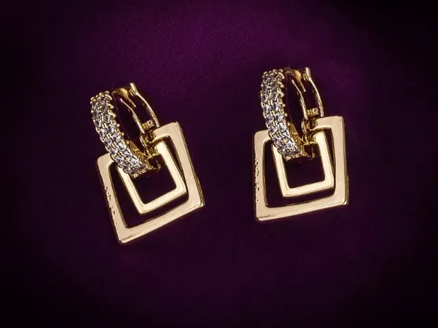 Minimal American Diamond Metal Hoop Earrings