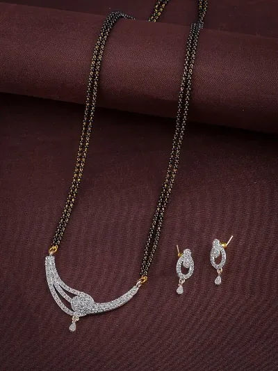 Partywear Alloy American Diamond Mangalsutra Set