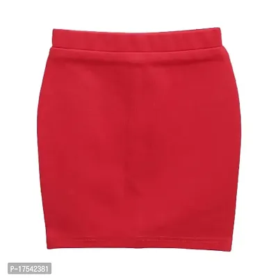 AWW HUNNIE Girl's Fashionable Red Top with Flared Denim Skirt-thumb0