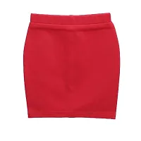 AWW HUNNIE Girl's Fashionable Red Top with Flared Denim Skirt-thumb1