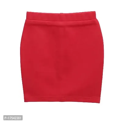 AWW HUNNIE Girl's Fashionable Red Top with Flared Denim Skirt-thumb2