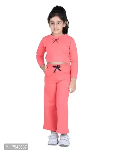 Aww hunnie autumn winter wear Girls track suit terry cotton crop full sleeve top and pajama with 2 pckets I Girls full sleeve top and pajama set I