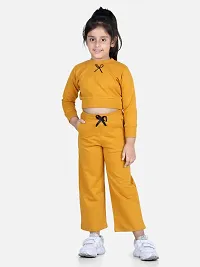 Aww hunnie autumn winter wear Girls track suit terry cotton crop full sleeve top and pajama with 2 pckets I Girls full sleeve top and pajama set I-thumb3