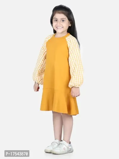 Aww hunnie girls cotton check long sleeve dress for Autumn I Girls Stylish full sleeve long sleeve dress I-thumb3