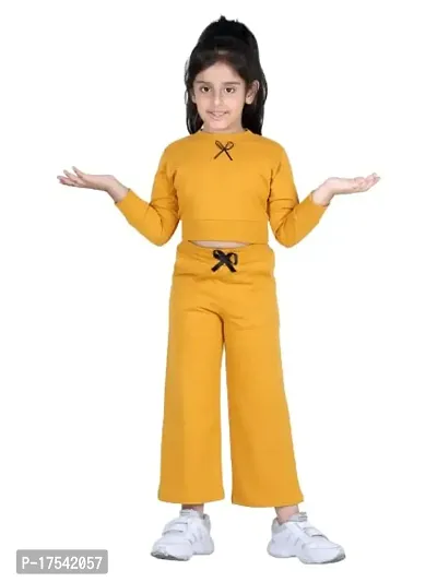 Aww hunnie autumn winter wear Girls track suit terry cotton crop full sleeve top and pajama with 2 pckets I Girls full sleeve top and pajama set I-thumb0