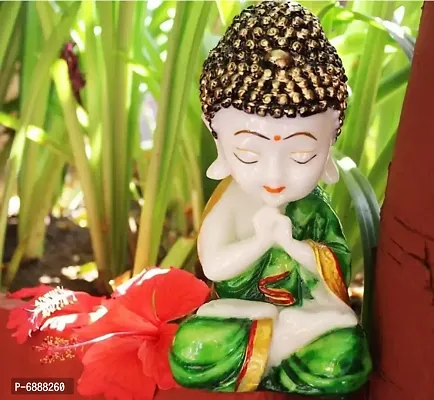 Trendy Green Praying BHudhha Idol Handicraft Home Decorative showpiece