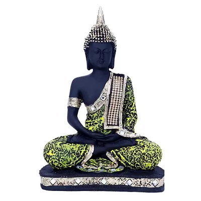 Aaputri Meditation sitting Lord Bhudha Staute Idol Green  Handicarft Home decorative showpiece