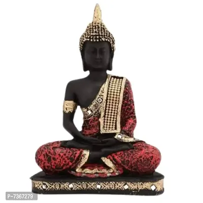 meditation Sitting lord bhudhha Staue idol Red Handicraft Home Decoraitve Showpiece-thumb0