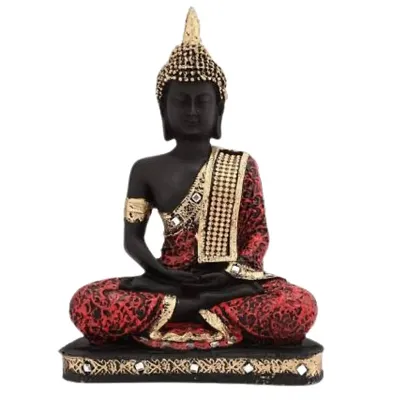 meditation Sitting lord bhudhha Staue idol Red Handicraft Home Decoraitve Showpiece