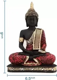 meditation Sitting lord bhudhha Staue idol Red Handicraft Home Decoraitve Showpiece-thumb1