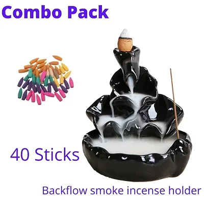 Combo Pack of 40 incese cones with Incense burner  Showpiece Figurine for Gift