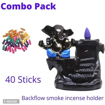Combo Pack of 40 incese cones with Incense burner  Showpiece Figurine for Gift-thumb0