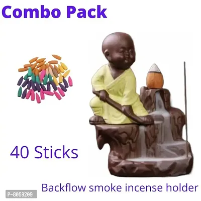 Combo Pack of 40 incese cones with Incense burner  Showpiece Figurine for Gift-thumb0