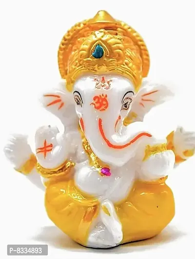 Cute Small Ganesha Idol for car dashboard(Yellow)-thumb0