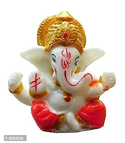 Cute Small Lord Ganesha idol For Car Dashboard(Orange)-thumb0