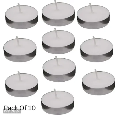 Wax Candles Tea Light Unscented Wax Tealight Candles Smokeless Candles, Diwali Candles for Home Deacute;cor (Pack of 10, White)-thumb0