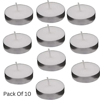 Wax Candles Tea Light Unscented Wax Tealight Candles Smokeless Candles, Diwali Candles for Home Deacute;cor (Pack of 10, White)