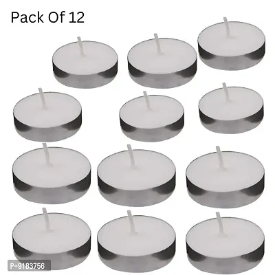 Wax Candles Tea Light Unscented Wax Tealight Candles Smokeless Candles, Diwali Candles for Home Deacute;cor (Pack of 12, White)-thumb0