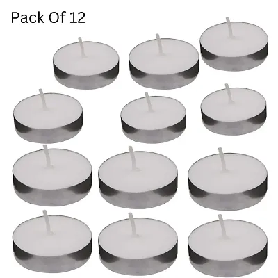 Wax Candles Tea Light Unscented Wax Tealight Candles Smokeless Candles, Diwali Candles for Home Deacute;cor (Pack of 12, White)