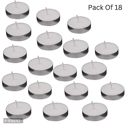 Wax Candles Tea Light Unscented Wax Tealight Candles Smokeless Candles, Diwali Candles for Home Deacute;cor (Pack of 18, White)-thumb0