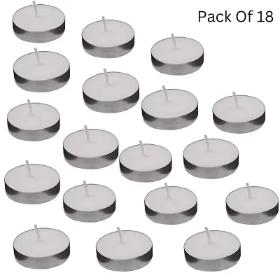 Wax Candles Tea Light Unscented Wax Tealight Candles Smokeless Candles, Diwali Candles for Home Deacute;cor (Pack of 18, White)