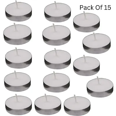 Wax Candles Tea Light Unscented Wax Tealight Candles Smokeless Candles, Diwali Candles for Home Deacute;cor (Pack of 15, White)