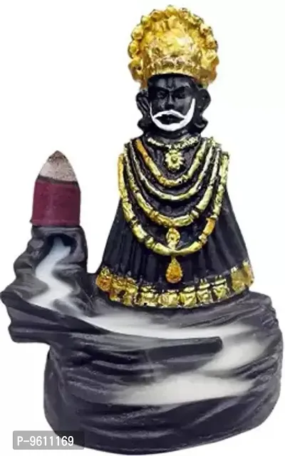 Aaputri handicraft Khatushyam ji Baba BackFlow Incense Holder with 10 Incense Cones Indoor Fountains-thumb0