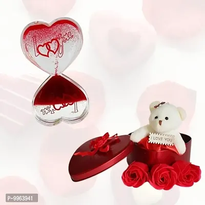 Combo Pack Of Valentines Day  Red Heart Box with small teddy and droplet love meter for Girlfriend|husband|Wife-thumb0