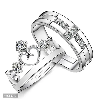 Valentines Day  Silver touch Adjustable Couple ring for girlfriend|wife-thumb0