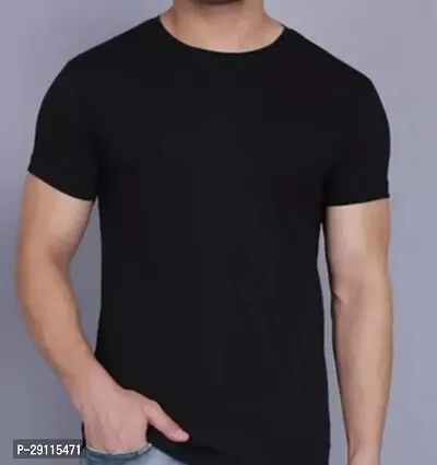 Reliable Black Cotton Solid Round Neck Tees For Men