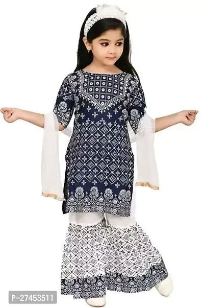 Alluring Black Rayon Embroidered Kurti And Palazzo With Dupatta Set For Girls-thumb0