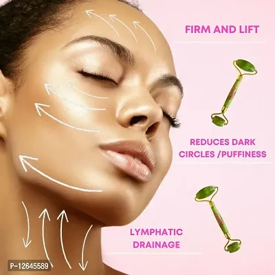 SK ORGANIC Anti Aging 100% Natural Stone Jade /Agate Stone roller Facial Massager healing Slimming Massage (jade Stone)-thumb5