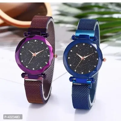 Beautiful and Stylish Magnetic Strap Analog for Women's (Pack of 2)-thumb0