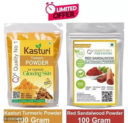 Kasturi Turmeric Face Pack Powder 100 Gram Free Red Sandalwood Powder 100 Gram