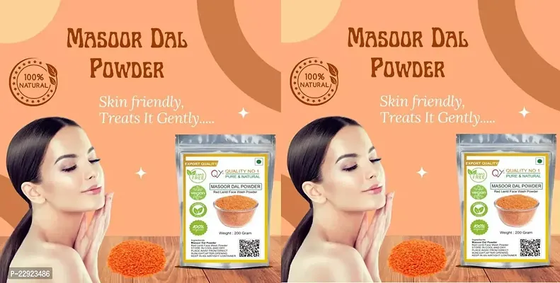 QY1 Masoor Dal Face Powder 200 Grams Red Lentil Powder for Glowing Skin Face Packs pack of 2-thumb0