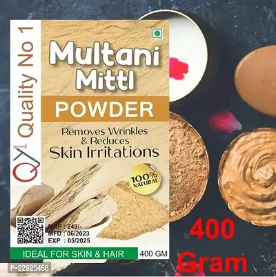 QY1 Natural Multani Mitti powder for Face Skin and Hair Fullers Earth Bentonite Clay 400 Grams Result Only 15 Days-thumb0